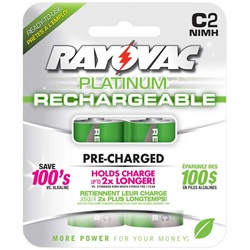Rayovac Platinum Pre-Charged Rechargeable C Batteries PL714-2-GEN